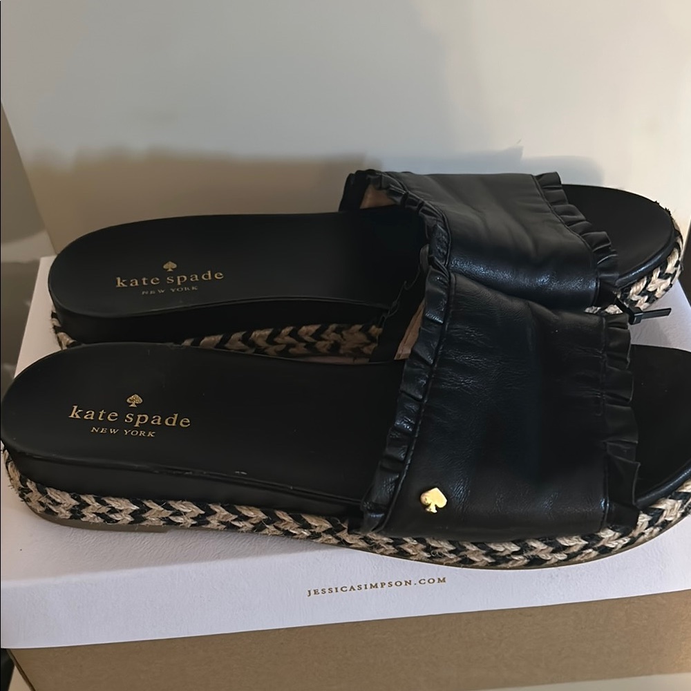 Kate Spade Black Mules with Ruffled Strap - Picture 3 of 4